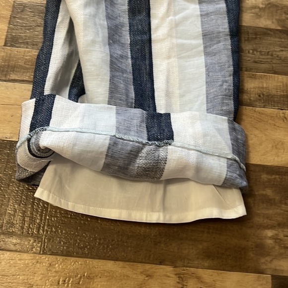 J. Crew Point Sur High Rise Striped Pant 100% linen 0 - Picture 10 of 11